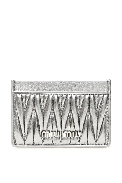 Shop Miu Miu Silver-laminated Cardholder