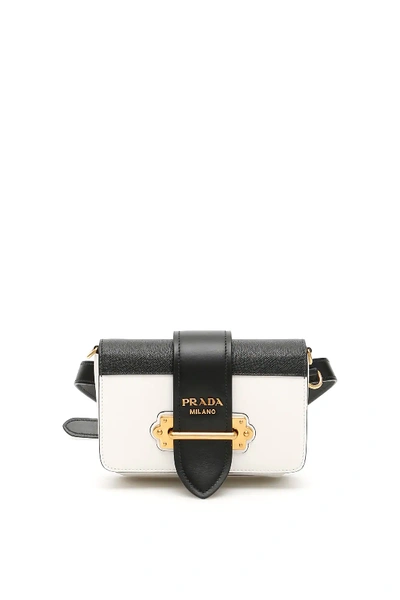 Shop Prada Cahier Beltbag In Black,white
