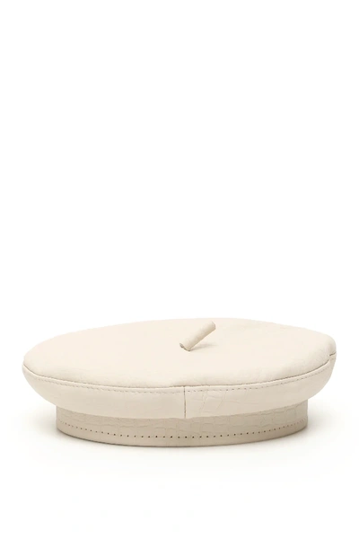 Shop Ruslan Baginskiy Croc-print Beret In Beige,white