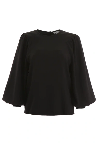 Shop Ganni Crepe Blouse In Black