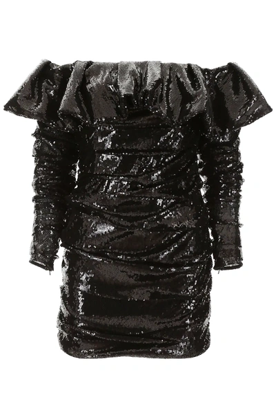 Shop Attico Sequins Mini Dress In Black