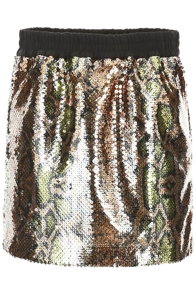 Shop N°21 Sequins Mini Skirt In Green,gold,yellow