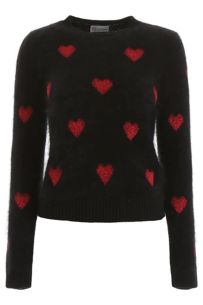 Shop Red Valentino Heart Pullover In Black,red