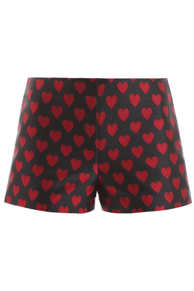 Shop Red Valentino Jacquard Hearts Shorts In Black