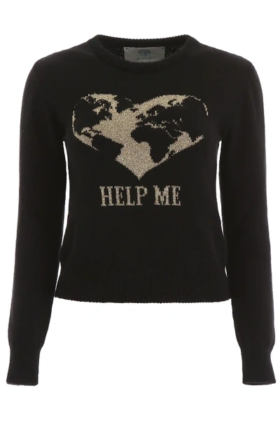 Shop Alberta Ferretti Help Me Pullover In Black,gold