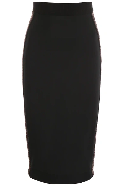 Shop Fendi Pencil Skirt With Ff Bands In Black