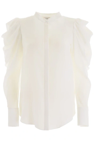 Shop Alexander Mcqueen Shirt With Draped Sleeves In White