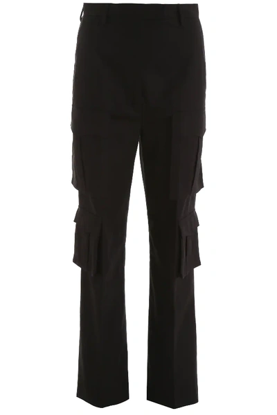 Shop Prada Cargo Trousers In Black