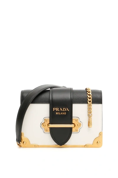 Shop Prada Cahier Bag In White,black