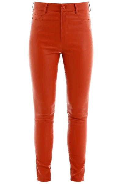 Shop Drome Stretch Nappa Trousers In Red,orange