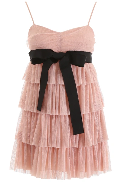 Shop Red Valentino Layered Tulle Mini Skirt In Pink,black