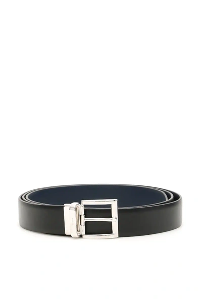 Shop Prada Reversible Belt In Black,blue