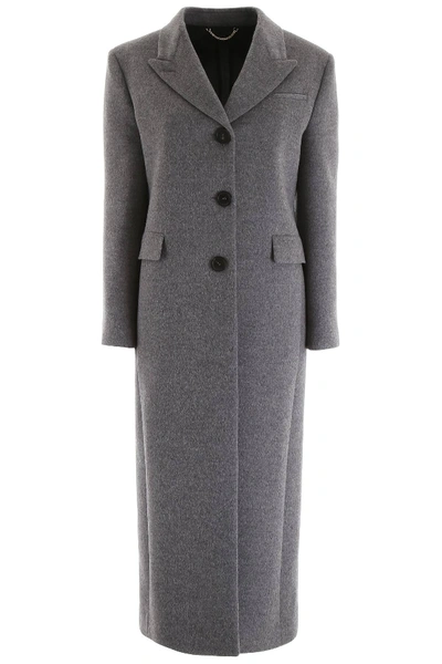 Shop Ferragamo Long Tailoring Coat In Grey