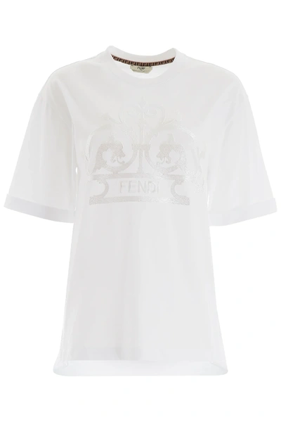 Shop Fendi Grille Royal T-shirt In White