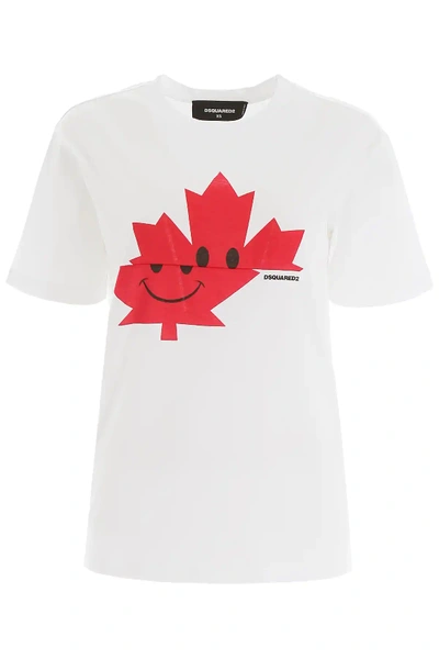 Shop Dsquared2 Smile Leaf T-shirt In White,red
