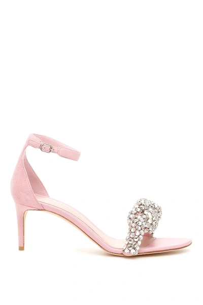Shop Alexander Mcqueen Crystal Knot Sandals In Pink