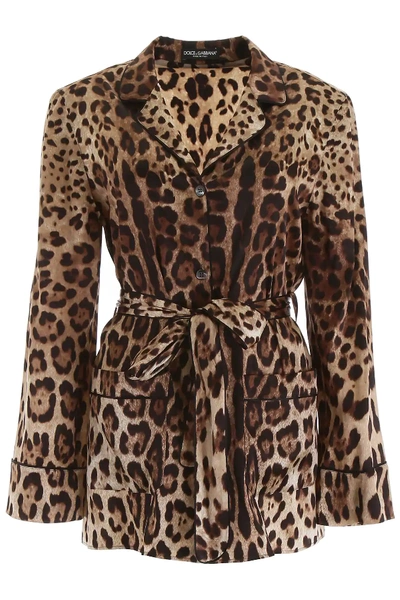 Shop Dolce & Gabbana Pyjama Shirt In Brown,black,beige