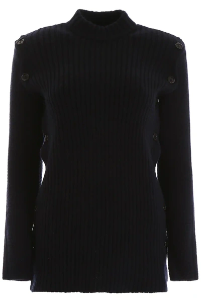 Shop Marni Buttoned Pullover In Blue