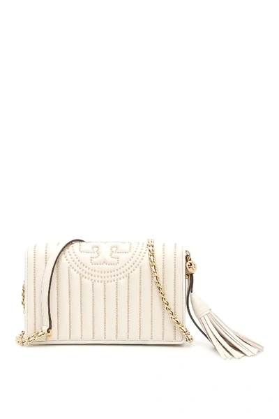 Shop Tory Burch Mini Fleming Bag In White