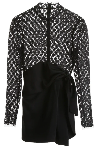 Shop Saint Laurent Stars Lace Mini Dress In Black