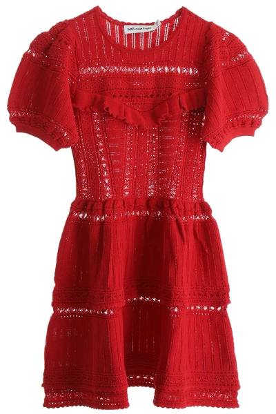Shop Self-portrait Knit Mini Dress In Red