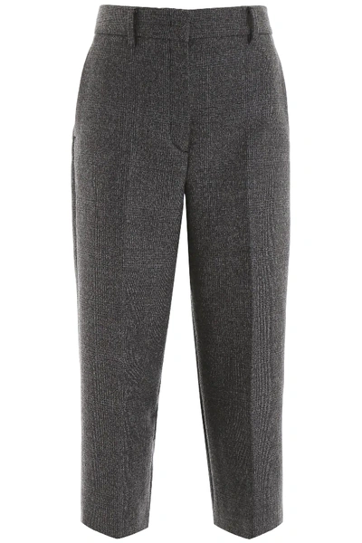 Shop Prada Cropped Trousers In Grey,black