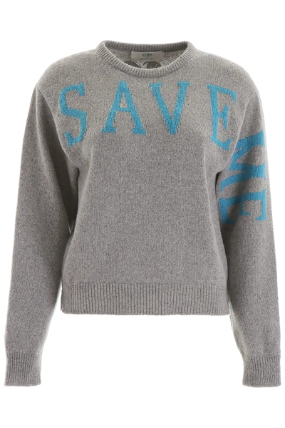 Shop Alberta Ferretti Save Me Pullover In Grey,light Blue
