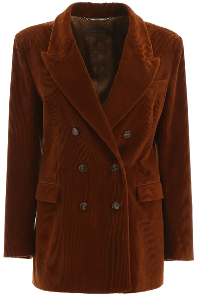 Shop Alberta Ferretti Corduroy Blazer In Brown