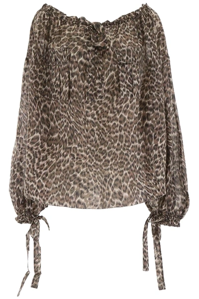 Shop Zimmermann Leopard-printed Blouse In Brown,black,beige