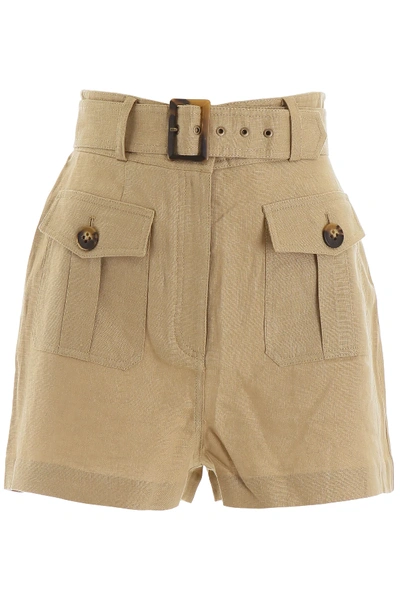 Shop Zimmermann Linen Shorts In Beige