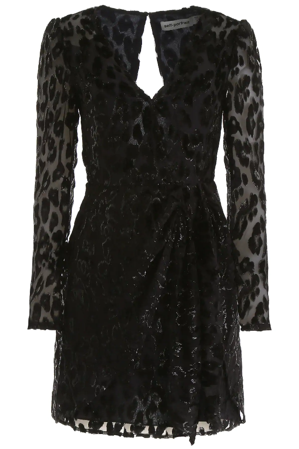 self portrait metallic leopard mini dress
