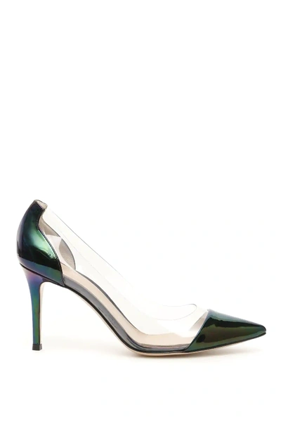 Shop Gianvito Rossi Plexi 85 Pumps In Black,green,purple