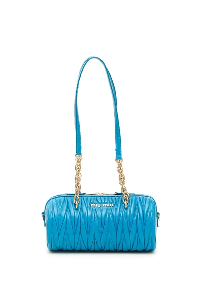 Shop Miu Miu Matelasse' Cylinder Bag In Light Blue