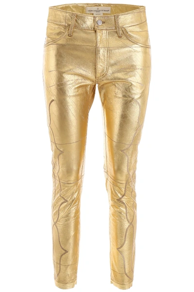 Shop Golden Goose Leather Trousers In Gold