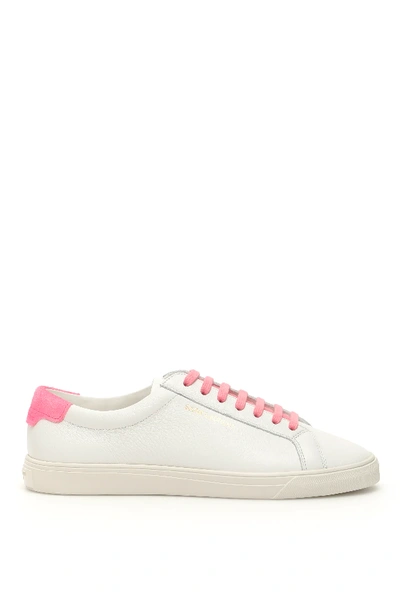 Shop Saint Laurent Andy Sneakers In White,fuchsia
