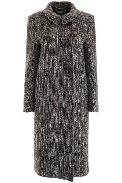 Shop Stella Mccartney Chevron Coat In Grey