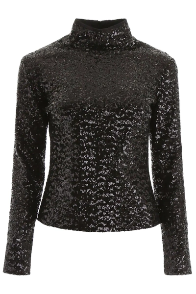 Shop In The Mood For Love Sequins Top In Black