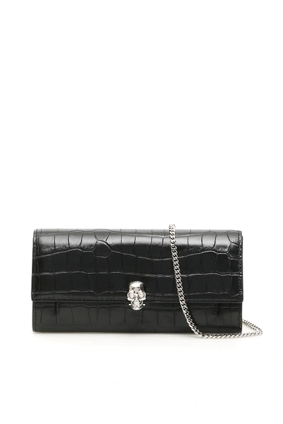 Shop Alexander Mcqueen Skull Buckle Mini Clutch In Black