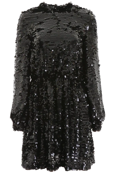 Shop Msgm Sequins Dress In Black