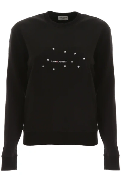 Shop Saint Laurent Star Logo Sweatshirt In Black,silver