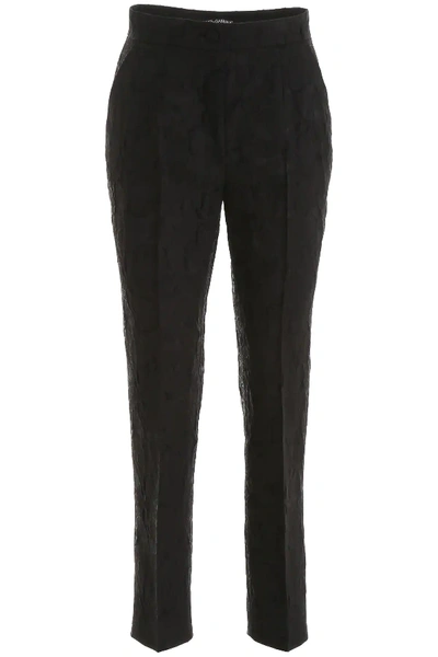 Shop Dolce & Gabbana Floral Jacquard Trousers In Black