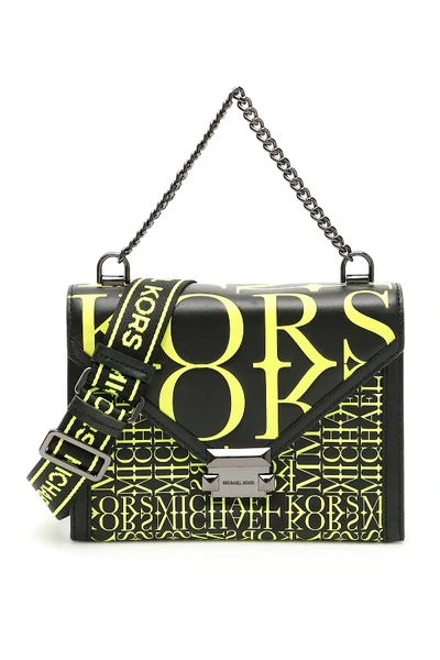 Shop Michael Michael Kors Whitney Logo Bag In Black,yellow