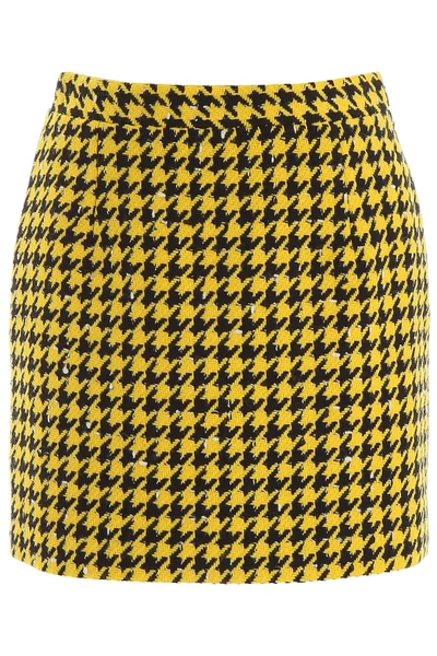 Shop Alessandra Rich Houndstooth Mini Skirt In Yellow,black