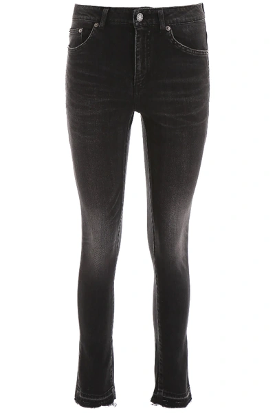 Shop Saint Laurent Skinny Jeans With Frayed Hems In Black