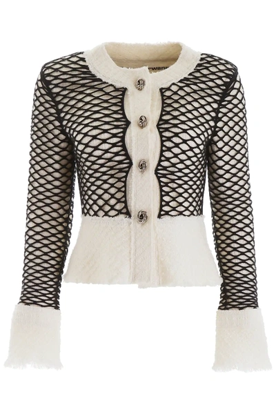 Shop Alexander Wang Fishnet Tweed Jacket In White,black