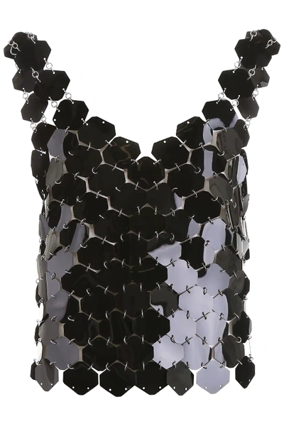 Shop Paco Rabanne Top With Maxi Sequins In Black