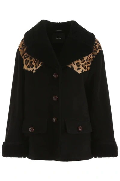 Shop Miu Miu Shearling Jacket In Black