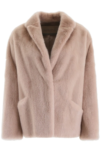 Shop Mavina Mink Fur Jacket In Pink,beige