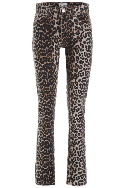 Shop Ganni Leopard-printed Jeans In Brown,black