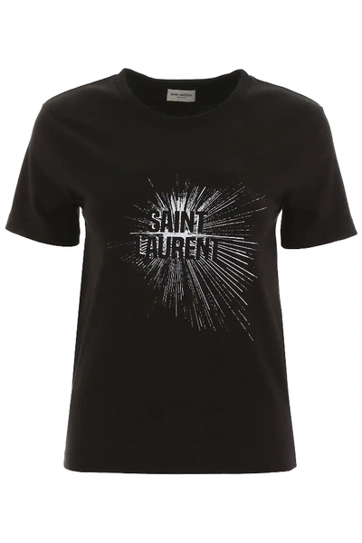 Shop Saint Laurent Logo Print T-shirt In Black